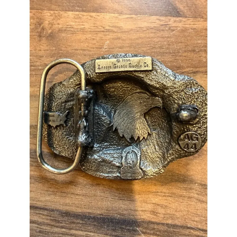 1990 Eagle Head on Black enamel Belt Buckle